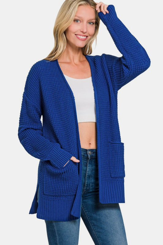 Charlotte® | Waffle sweater cardigan with open front