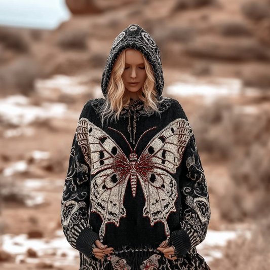 Women's Butterfly Embroidery Pattern Knitted Sweater artswardrobe