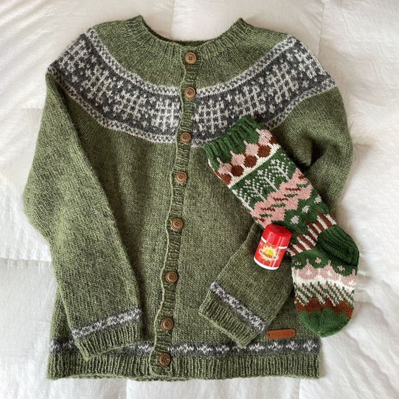 Vintage Tribal Button Down Icelandic Comfy Sweater elevenforest
