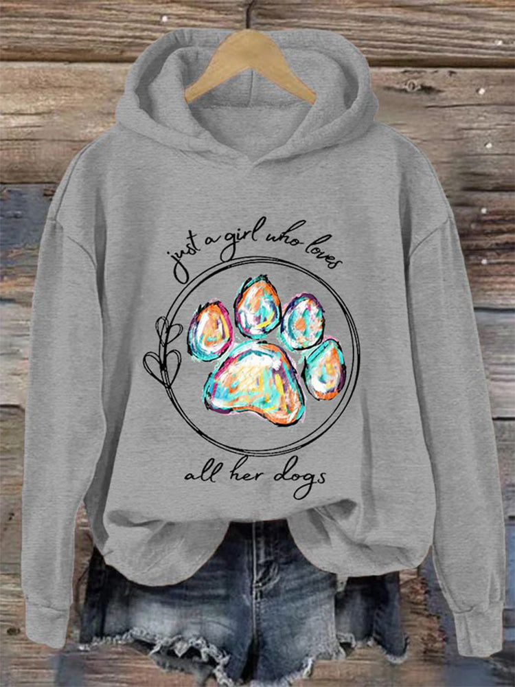 Comstylish Women's Just A Girl Who Loves All Her Dogs Casual Hoodie