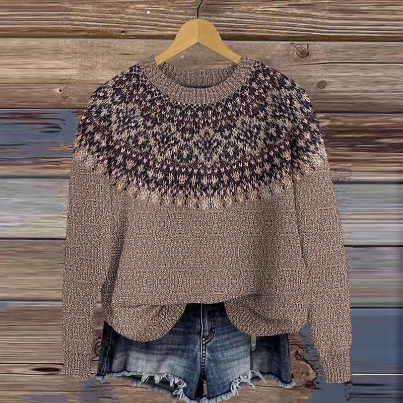 Vintage Icelandic Pattern Knitted Sweater elevenforest