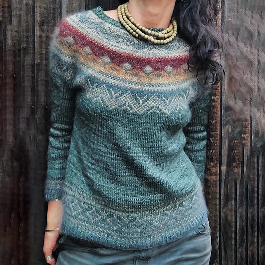 Women'S Fairman Island Gradient Geometric Jacquard Sweater elevenforest