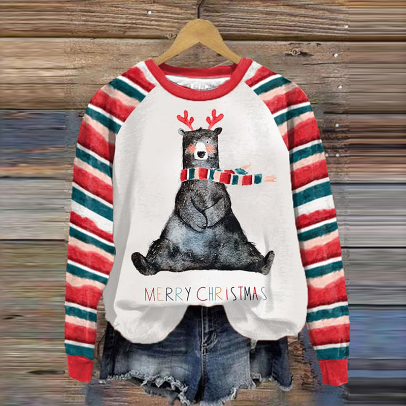 Women's Bear Beary Christmas Printed Sweatshirt artswardrobe
