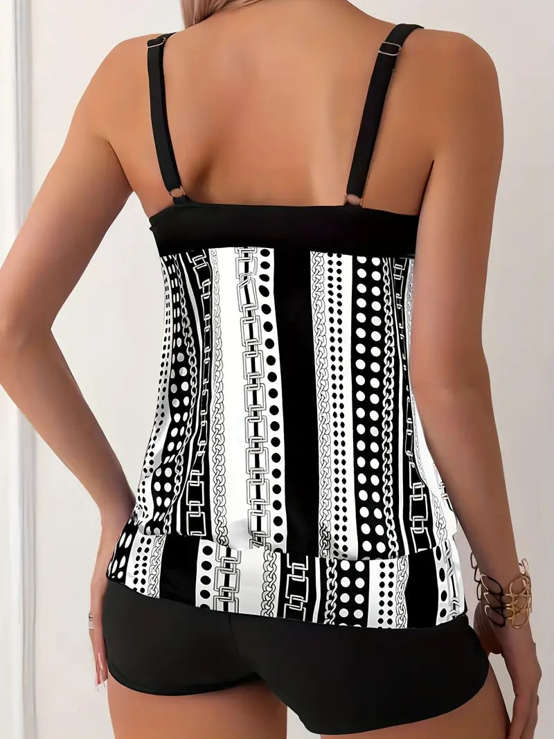 ER | Tankini a righe con stampa