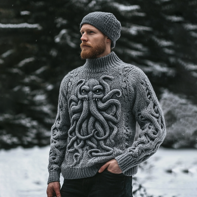 Men's Vintage Cthulu Celtic Cozy Chunky Sweater artswardrobe