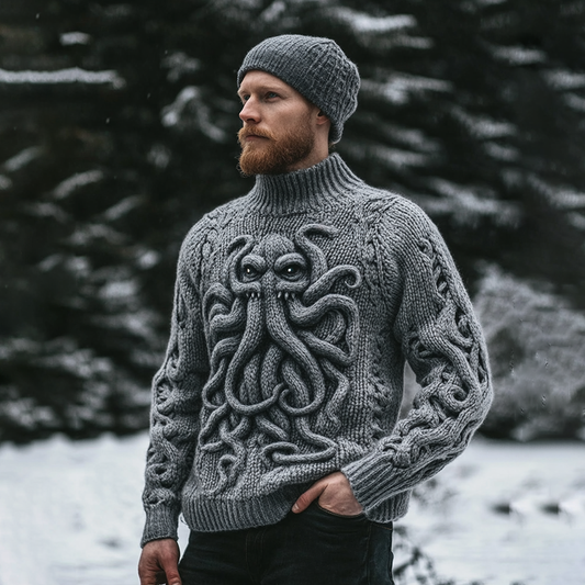 Men's Vintage Cthulu Celtic Cozy Chunky Sweater artswardrobe