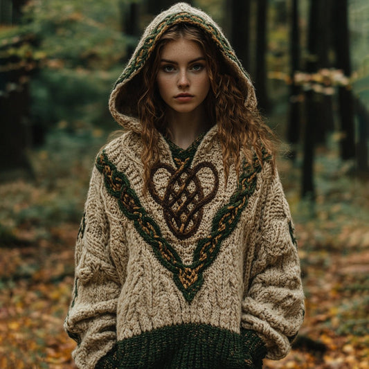 Vintage Celtic Knot Mystical Cozy Hooded Sweater elevenforest