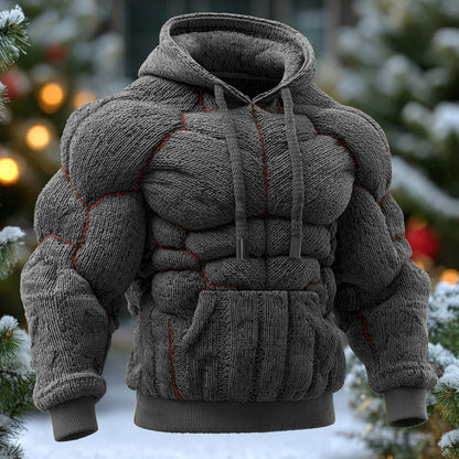 Line Art Knitted Warm Men's Hooded Sweater artswardrobe