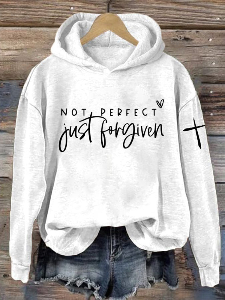Comstylish Women's Imperfect But Forgiven Christian Faith Print Long Sleeve Hoodie