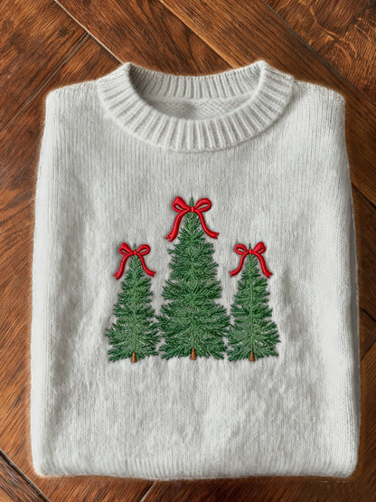 Women's Christmas Art Print Casual Sweater artswardrobe