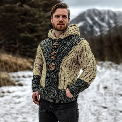 Vintage Celtic Mythology Irish Men's Knit Hooded Sweater elevenforest