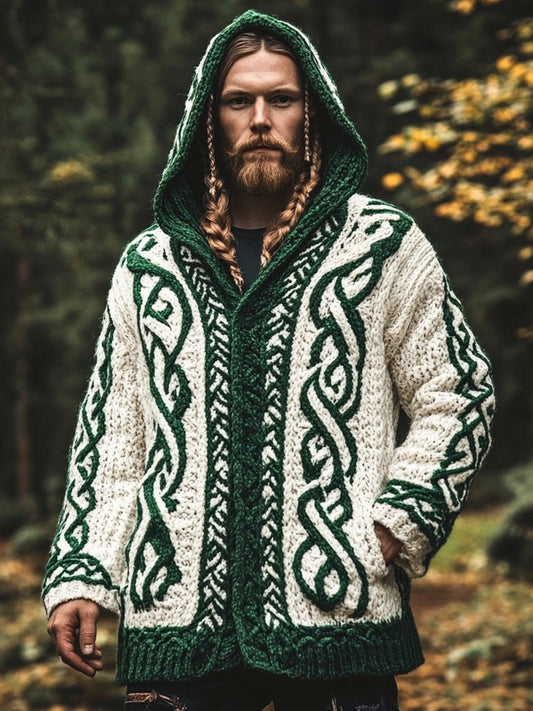 Irish Totem Lace Pattern Men's Hooded Jacket elevenforest