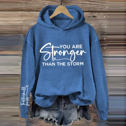 Comstylish You Are Stronger Than The Storm Printed Hoodie