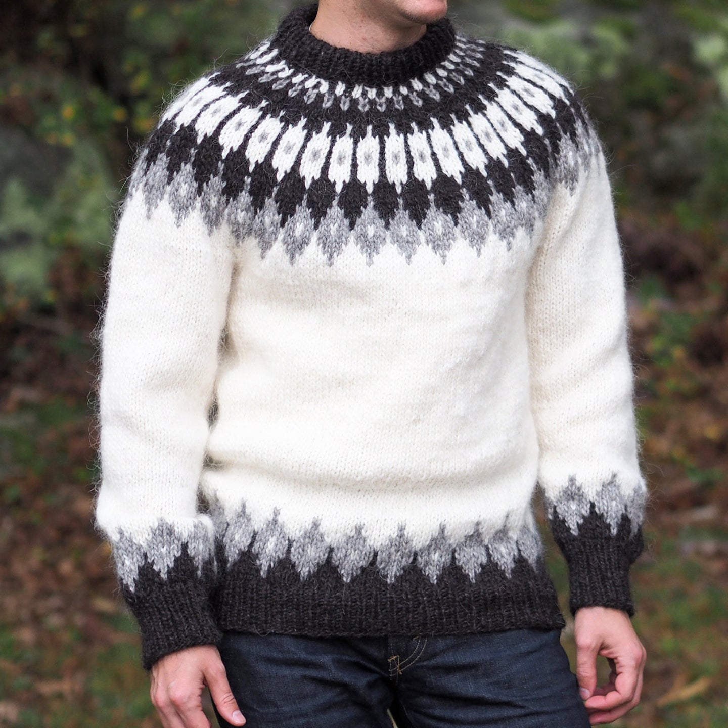 Icelandic Ethnic Pattern Print Knitted Pullover Sweater elevenforest