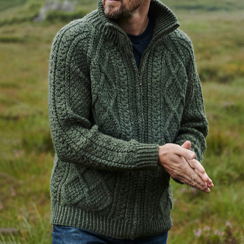 Men's Handmade Diamond Weave Aran Sweater artswardrobe