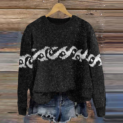 Vintage Surf Knit Island Jacquard Comfy Sweater elevenforest