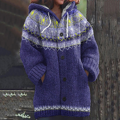 Vintage Icelandic Knit Jacquard Warmth Print Women's Sweater elevenforest