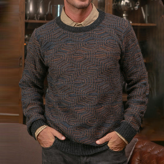 Vintage Minimalist Knitted Warm Men's Crew Neck Sweater elevenforest