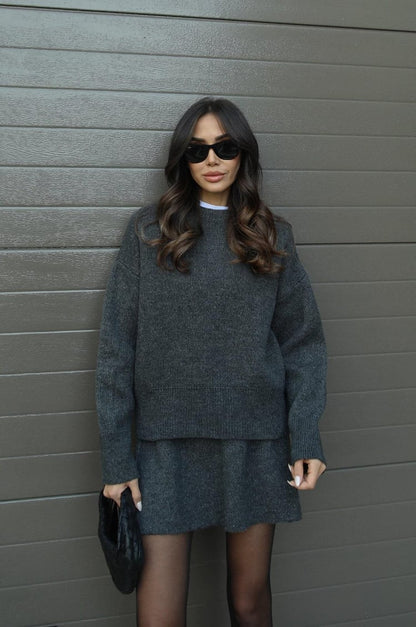 Abito-maglione in cotone in tinta unita bordeaux