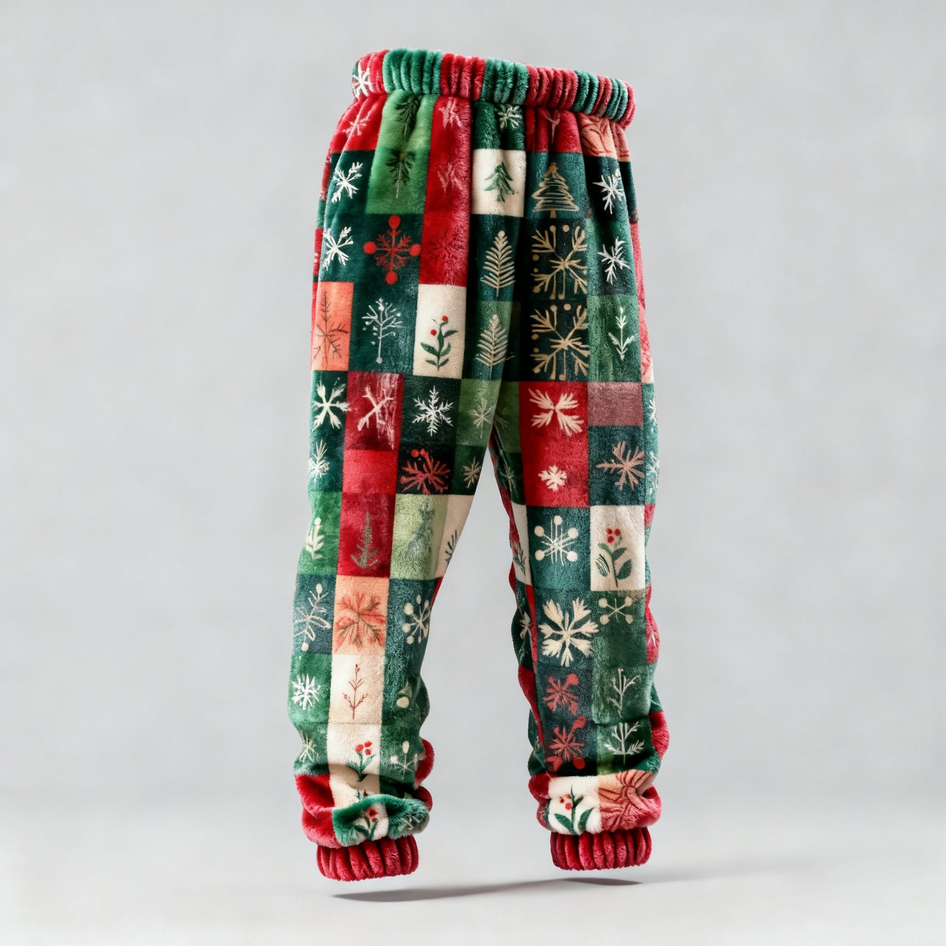 Comstylish Men's Christmas-themed Plaid Flannel Sweatpants