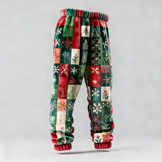 Comstylish Men's Christmas-themed Plaid Flannel Sweatpants