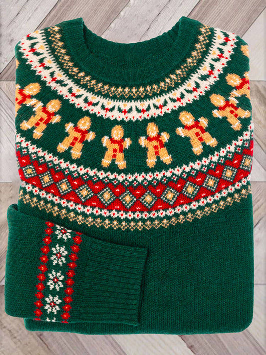 Christmas Gingerbread Pattern Cozy Knit Sweater elevenforest