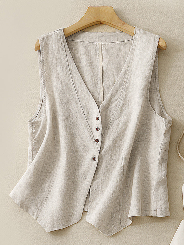 Vintage Linen Blend Classy Vest artswardrobe