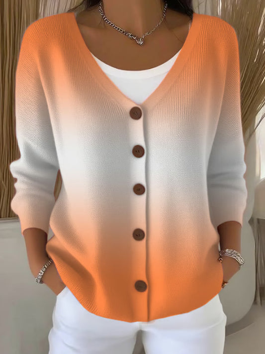 Women's Casual Autumn And Winter Gradient Cardigan elevenforest