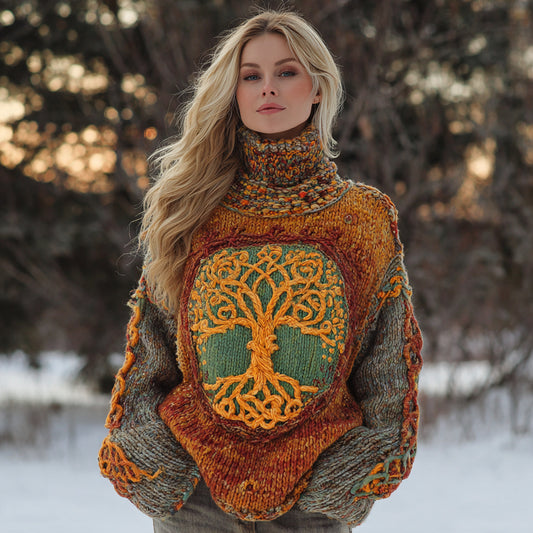 Vintage Tree Of Life Earth Tone Cozy Thick Sweater elevenforest