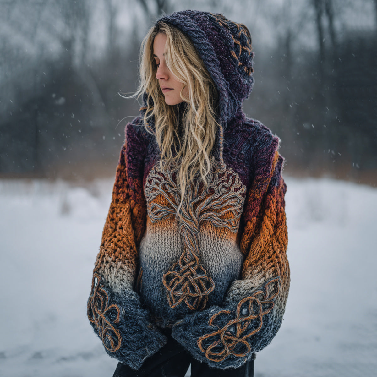 Vintage Tree Of Life Tie-dye Cozy Chunky Sweater elevenforest