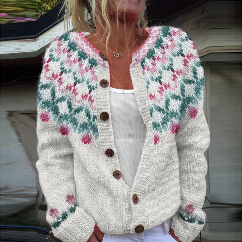 Vintage Tribal Floral Art Pattern Cozy Sweater elevenforest