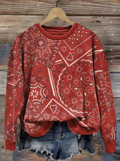 Comstylish Ethnic Print Vintage Sweatshirt