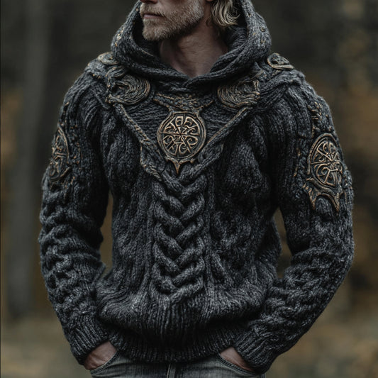 Men's Viking-style Compass Hoodie Sweater artswardrobe