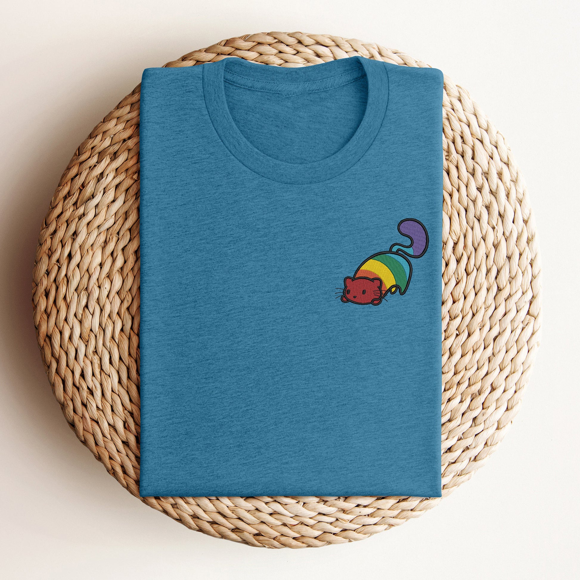 Women's Retro Colorful Cat Art Print Short Sleeve T-shirt elevenforest