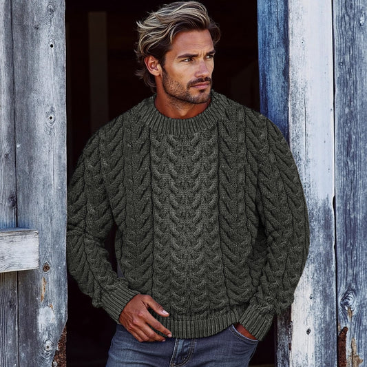Men's Super Soft Honeycomb Crew Neck Aran Sweater elevenforest