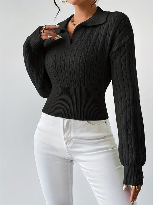 Iliana® | Textured twist knit V-neck sweater