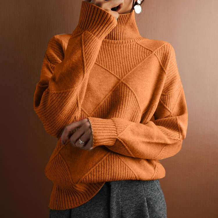 Loose Turtleneck Warm Sweater Solid Color Knitted Sweater elevenforest