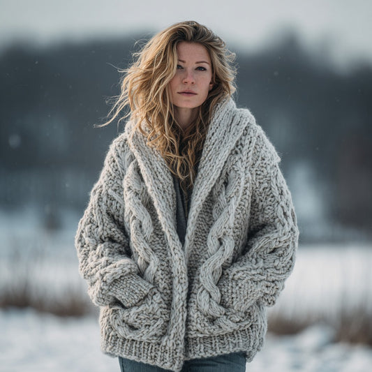 Women's Fair Isle Chunky Knit Warm Cardigan Sweater artswardrobe