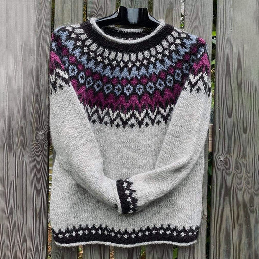 Vintage Icelandic Knitted Jacquard Sweater (Unisex) elevenforest
