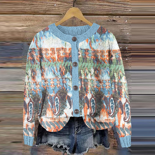 Vintage Paisley Knitted Cardigan Sweater elevenforest