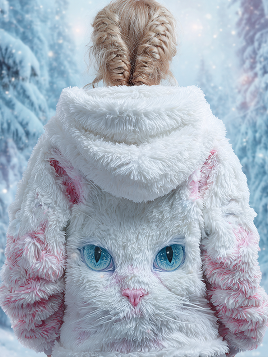 Comstylish Lady Cute Cat Winter Warmth Flannel Coat