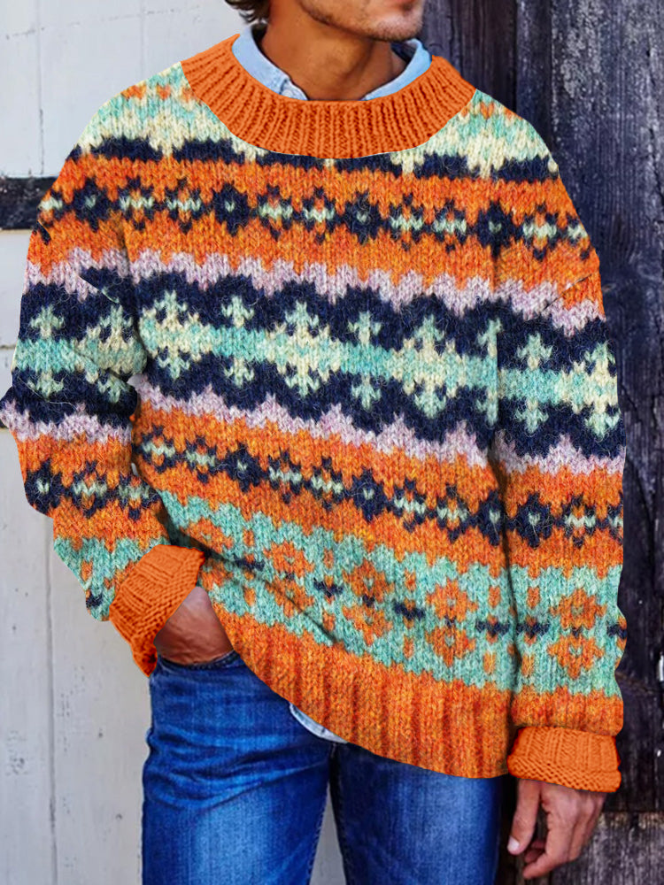 Men's Scottish Fairisle Knit Pattern Cozy Sweater elevenforest