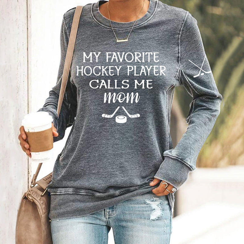 Comstylish Women's My Favourite Hockey Player Calls Me Mom Printed Casual Sweatshirt