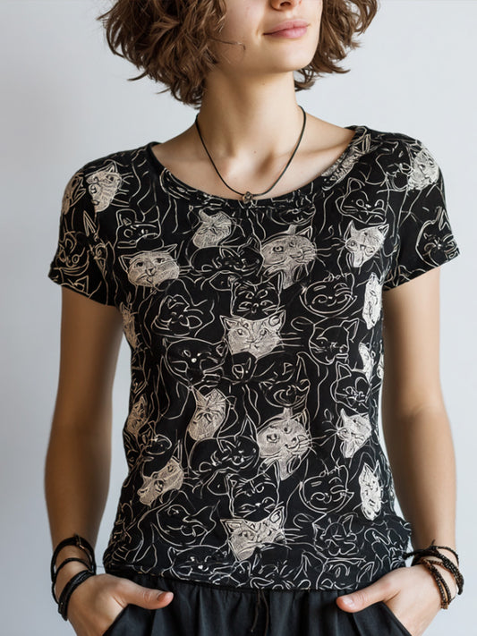 Comstylish Cat Short-sleeved Shirt