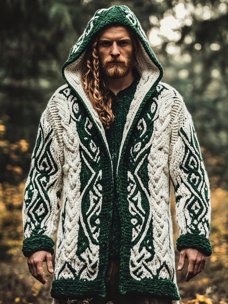 Irish Totem Lace Pattern Men's Hooded Jacket artswardrobe