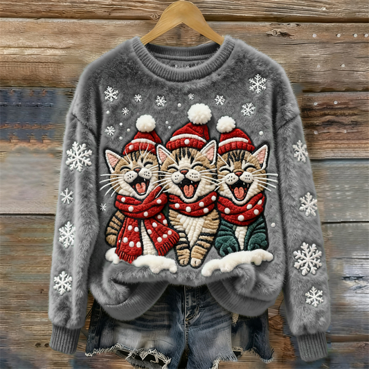 Christmas Cats Women's Cozy Plush Sweater
