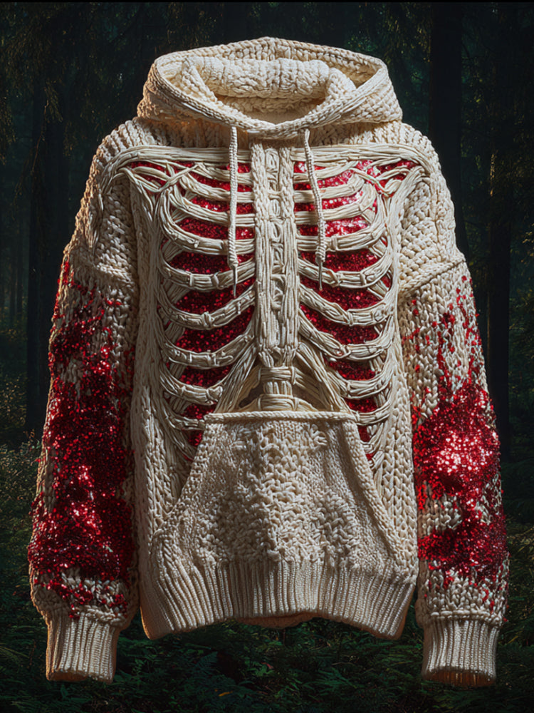 Women's Halloween Human Anatomy Art Splicing Hooded Sweater artswardrobe