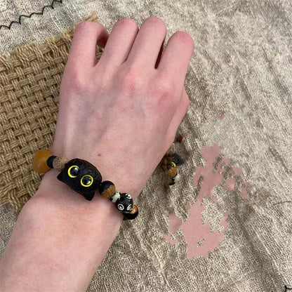 Comstylish Lovely Cat Vintage Handmade Beaded Bracelet