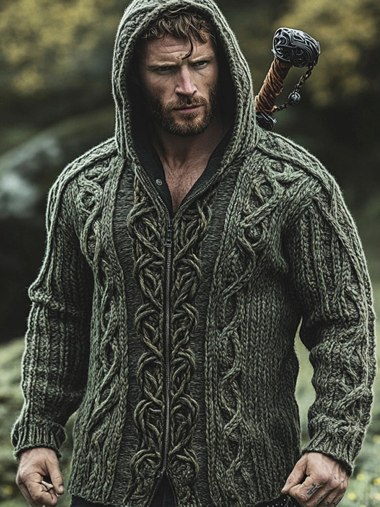 Vintage Celtic Myth Men's Hooded Zipper Sweater artswardrobe