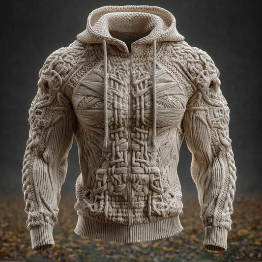 Men's Halloween Human Anatomy Art Three-dimensional Cardigan Ancient Hooded Sweater artswardrobe